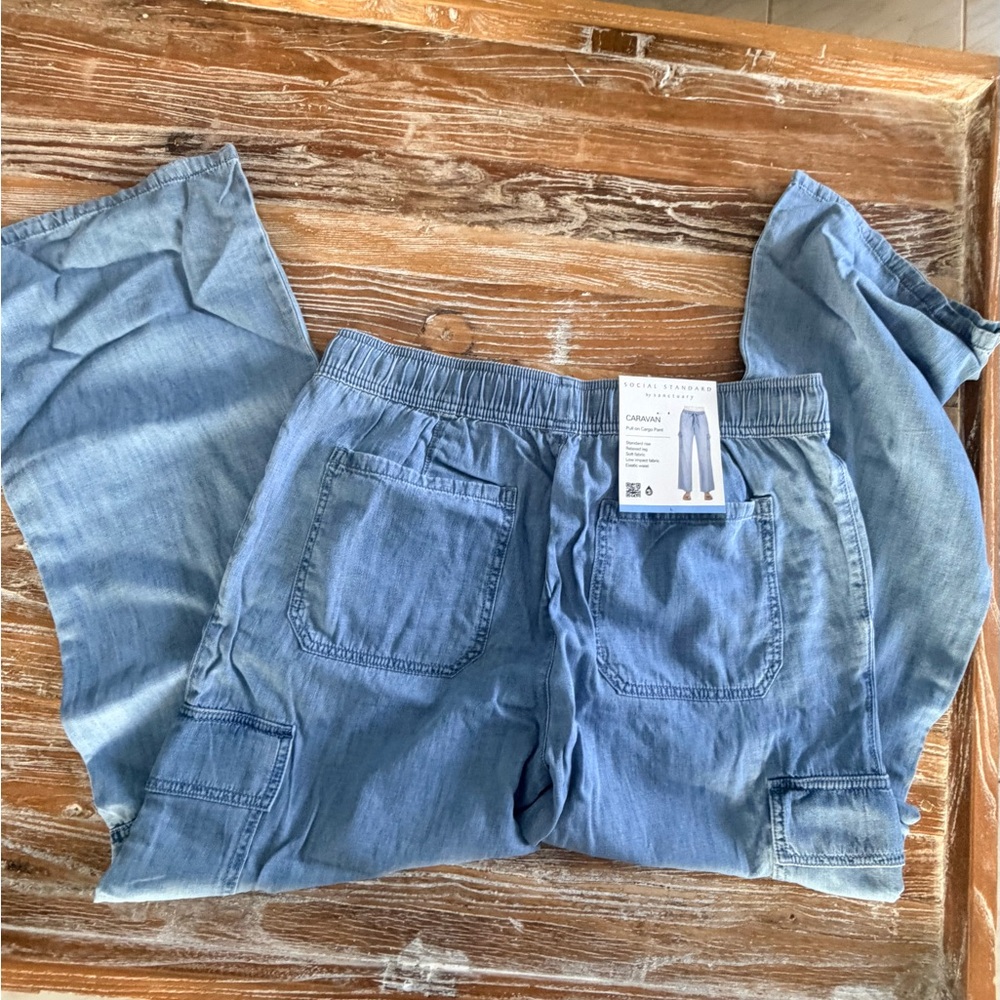 Sanctuary Light Blue Pull-On Cargo Pants large NWTS - Picture 5 of 6